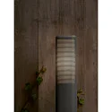 Nordlux bollard light SIDARA 95 square, perforated, sea-air resistant, with lamp socket E27 IP44, seaside anthracite