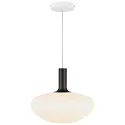 Nordlux Pendant luminaire ALTON 35, E27, canopy black, glass opal white, cable white