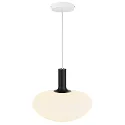 Nordlux Pendant luminaire ALTON 35, E27, canopy black, glass opal white, cable white
