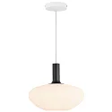 Nordlux Pendant luminaire ALTON 35, E27, canopy black, glass opal white, cable white