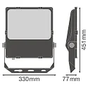 Ledvance Projecteur FL PFM DA ASYM 55X110 150W 3000K BK contrôlable par DALI, asymétrique IP66, noir