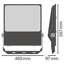 Ledvance Projecteur FL PFM DA ASYM 55X110 290W 4000K BK contrôlable par DALI, asymétrique IP66, noir