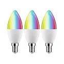 Ampoule LED Smart WIFI RGBW lot de 3, contrôlable par ZigBee E14 5W 470lm 2200-6500K CRI 80-89 gradable
