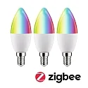 Paulmann Ampoule LED Smart WIFI RGBW lot de 3, contrôlable par ZigBee E14 5W 470lm 2200-6500K CRI 80-89 gradable