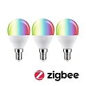 Paulmann Ampoule LED Smart WIFI RGBW lot de 3, contrôlable par ZigBee E14 5W 470lm 2200-6500K CRI 80-89 gradable
