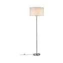 Lampadaire TESSA avec interrupteur, avec abat-jour E27, crème, fer brossé gradable