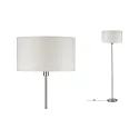 Paulmann Lampadaire TESSA avec interrupteur, avec abat-jour E27, crème, fer brossé gradable