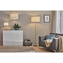 Paulmann Lampadaire TESSA avec interrupteur, avec abat-jour E27, crème, fer brossé gradable