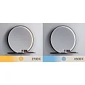 Paulmann Miroir avec éclairage MIRO Ø 50CM rond, avec carde, Tunable White, avec tablette IP44, noir mat 