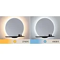 Paulmann Miroir avec éclairage MIRO Ø 50CM rond, sans cadre, Tunable White, avec tablette IP44, noir mat 
