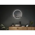 Paulmann Miroir avec éclairage MIRO Ø 50CM rond, sans cadre, Tunable White, avec tablette IP44, noir mat 