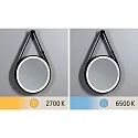 Paulmann Miroir avec éclairage MIRO Ø 40CM rond, Tunable White, avec kit de suspension IP44, noir mat 