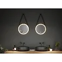 Paulmann Miroir avec éclairage MIRO Ø 40CM rond, Tunable White, avec kit de suspension IP44, noir mat 