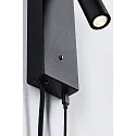 Paulmann Lampe de lecture HULDA LED avec connexion USB IP20, noir gradable