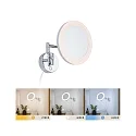 Paulmann Miroir avec éclairage MASUA IP44 - 3X ZOOM 3 fois, rond, avec bras flexible, CCT Switch, inclinable IP44 / IP20, chrome 