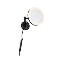 Paulmann Miroir avec éclairage MASUA IP44 - 3X ZOOM 3 fois, rond, avec bras flexible, CCT Switch, inclinable IP44 / IP20, noir mat 