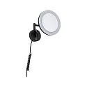 Paulmann Miroir avec éclairage MASUA IP44 - 3X ZOOM 3 fois, rond, avec bras flexible, CCT Switch, inclinable IP44 / IP20, noir mat 