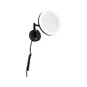 Paulmann Miroir avec éclairage MASUA IP44 - 3X ZOOM 3 fois, rond, avec bras flexible, CCT Switch, inclinable IP44 / IP20, noir mat 