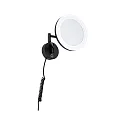 Paulmann Miroir avec éclairage MASUA IP44 - 3X ZOOM 3 fois, rond, avec bras flexible, CCT Switch, inclinable IP44 / IP20, noir mat 