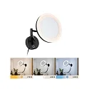 Paulmann Miroir avec éclairage MASUA IP44 - 3X ZOOM 3 fois, rond, avec bras flexible, CCT Switch, inclinable IP44 / IP20, noir mat 