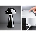 Paulmann battery table lamp ONZO with USB connection, with touch dimmer IP44, glossy, black dimmable