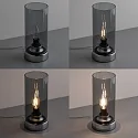 Paulmann Lampe de table PINJA cylindrique, avec interrupteur E14, chrome, couleurs fumée gradable