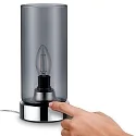 Paulmann Lampe de table PINJA cylindrique, avec interrupteur E14, chrome, couleurs fumée gradable