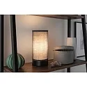 Paulmann Lampe de table PIA cylindrique, avec interrupteur E14, gris, noir mat gradable
