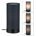 Paulmann Lampe de table PIA cylindrique, avec interrupteur E14, gris, noir mat gradable