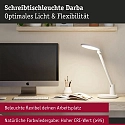 Paulmann Lampe de bureau DARBA réglable, avec capteur de luminosité, avec variateur tactile, blanc mat gradable