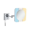 Miroir avec éclairage JORA LED angulaire, avec interrupteur, avec bras articulé, CCT Switch, avec prise de courant IP44