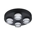 Paulmann Luminaire de plafond KAME Ø 250MM 4 flammes, rond, commutable IP44, mat, noir éclatant 