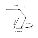Paulmann Lampe de bureau FLEXBAR CCT Switch, réglable, avec variateur tactile IP20, argent mat gradable