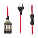 Paulmann Luminaire à suspension NEORDIC ELDAR avec interrupteur, avec prise de courant E27, nickel brossé, rouge gradable