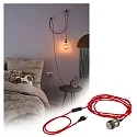 Paulmann Luminaire à suspension NEORDIC ELDAR avec interrupteur, avec prise de courant E27, nickel brossé, rouge gradable