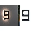 Paulmann Numéros de maison lumineux solaires avec batterie, indirect IP44, noir , blanc mat 