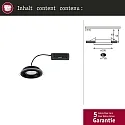 Paulmann Lumière encastrée SORMUS rond, lot de 1 IP65, noir mat  6,5W 560lm 3000K 100° 100° CRI >80