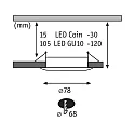 Paulmann Set of 3 Recessed luminaire CHOOSE, fixed, IP44, 230V, max. 3x 10W Ø5.1cm, alu turned