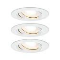 Paulmann Paulmann Recessed luminaire LED Nova, IP65, round, 7W, GU10, set of 3 swiveling, white