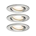 Downlight NOVA GU10 rond, pivotant, lot de 3 GU10 IP65, fer brossé gradable