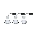 Paulmann Lumière encastrée GIL COIN LED rond, rigide, lot de 3 IP44, fer brossé, blanc mat gradable 470lm 2700K CRI >80