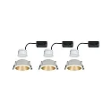 Paulmann Lumière encastrée COLE COIN LED rigide, lot de 3 IP44, or mat, blanche gradable 6,5W 460lm 2700K 100° 100° CRI >80
