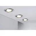 Paulmann Lumière encastrée BASE pivotant, lot de 3, commutable GU10 IP20, fer brossé  15W 350lm 3000K 100° 100° CRI >80