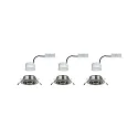 Paulmann Lumière encastrée BASE COIN pivotant, lot de 3, commutable IP20, fer brossé  15W 370lm 3000K 100° 100° CRI > 80