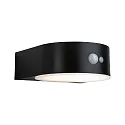Lampe murale solaire EILEEN PIR rond, avec interrupteur, avec détecteur de mouvement IP44, noir 