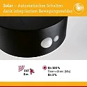 Lampe murale solaire EILEEN PIR rond, avec interrupteur, avec détecteur de mouvement IP44, noir 