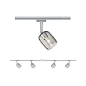 Paulmann Spot URAIL BLOSSOM avec possibilité d'alimentation, lot de 4 G9, chrome, chromé mat, couleurs fumée gradable