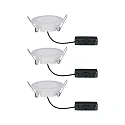 Paulmann Lumière encastrée SUON DIM-TO-WARM Dim-To-Warm, lot de 3 IP44, satin, blanche gradable 480lm 2000K