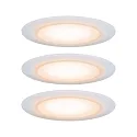 Paulmann Lumière encastrée SUON DIM-TO-WARM Dim-To-Warm, lot de 3 IP44, satin, blanche gradable 480lm 2000K