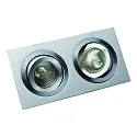 Lumière encastrée MELIMAR 2 voies, angulaire IP20, aluminium brillant